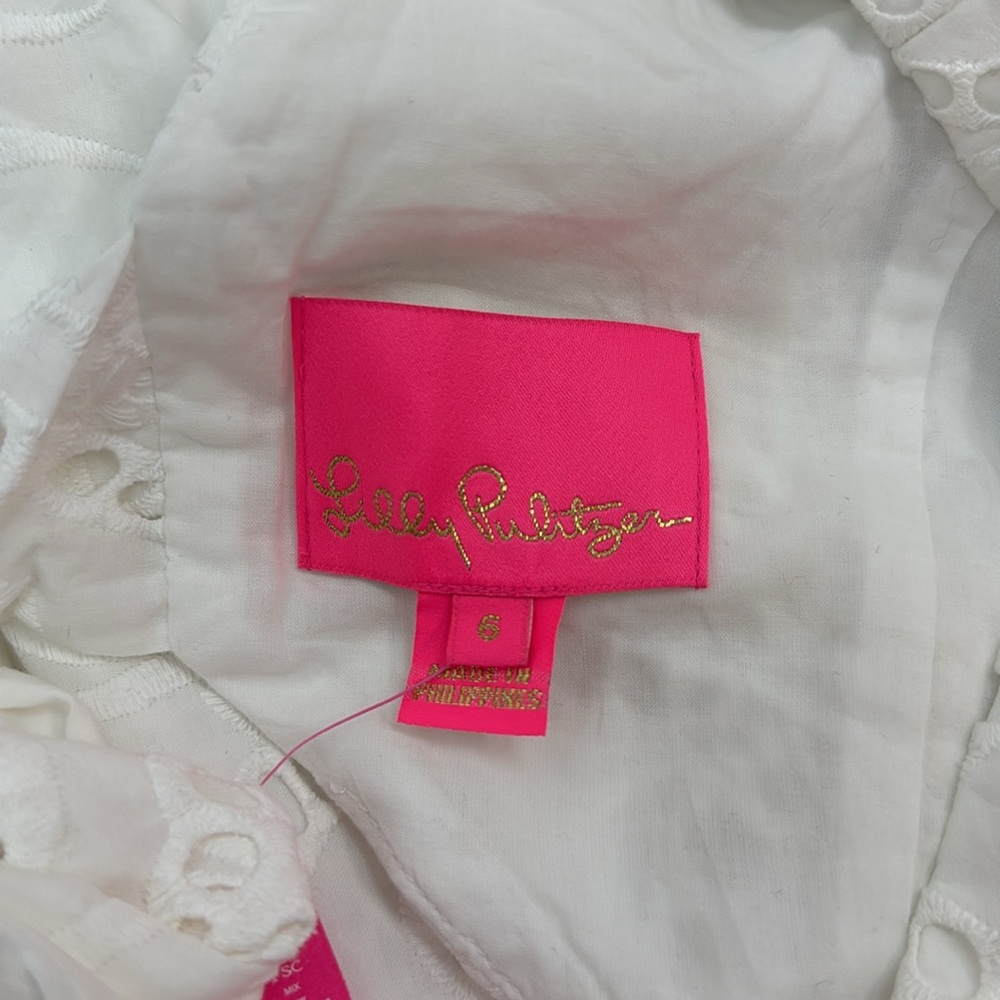 Lilly Pulitzer Celestina V-Neck Romper In Resort White Eyelet Size 6 NWT - Picture 11 of 12